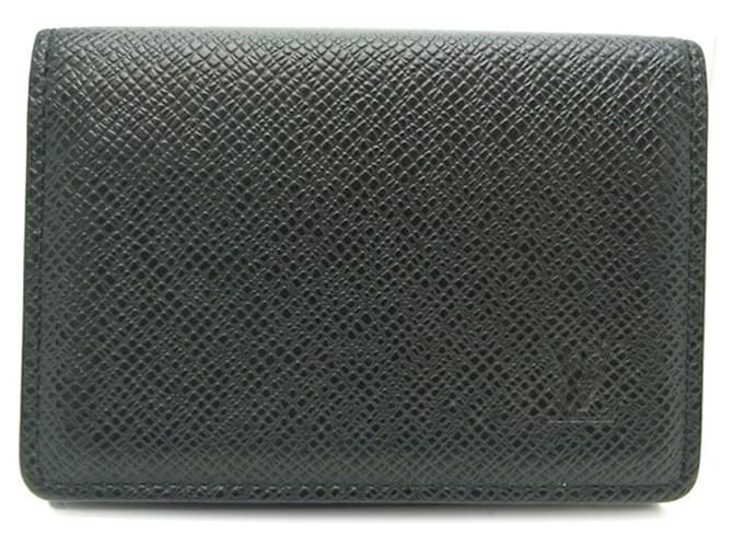 Louis Vuitton Enveloppe Carte de Visite Black Leather Wallet (Pre-Owned)
