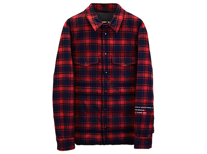 Moncler Genius Moran Quilted Checked Down Overshirt Jacket in Red and Blue Cotton  ref.979024