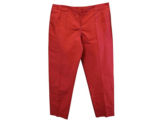 Pantalon fuselé Giorgio Armani en soie de coton rouge  ref.979042