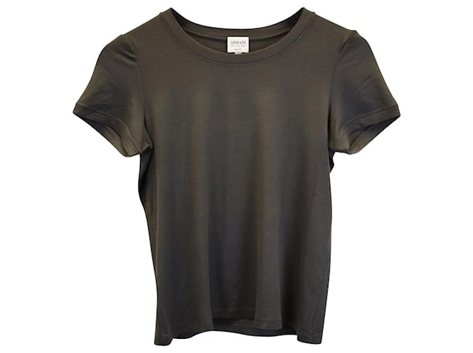 Armani Collezioni Kurzarm-T-Shirt aus olivgrüner Viskose Zellulosefaser  ref.979078