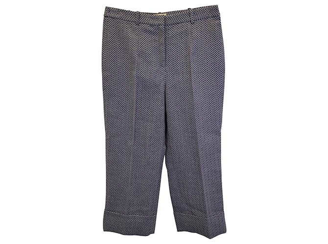 Pantalones cortos con estampado de chevrón Michael Kors en lana virgen negra y gris  ref.979113
