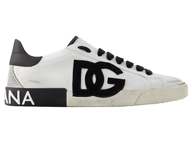 Dolce & Gabbana Portofino Sneakers – Dolce&Gabbana – Leder – Schwarz/Nicht-gerade weiss Weiß  ref.979176