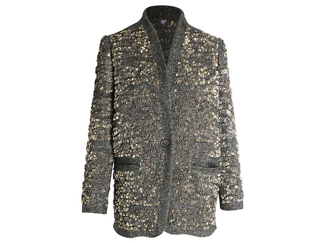 Isabel Marant Sequined Jacket in Green Wool