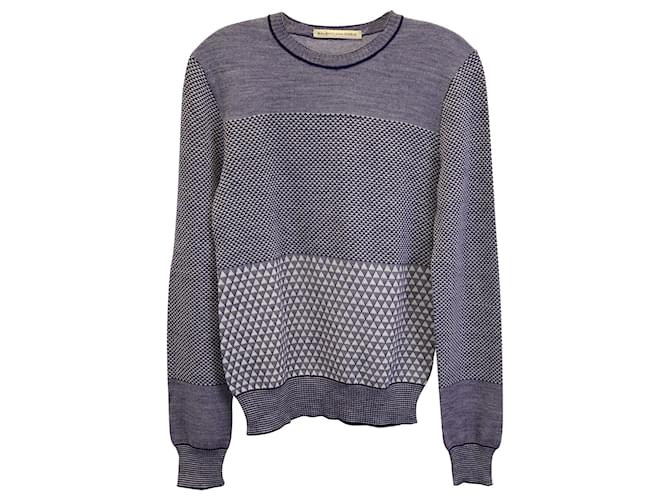 Balenciaga Paris Printed Sweater in Navy Blue Wool  ref.979184