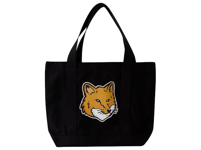Autre Marque Fox Head Tote Bag - Maison Kitsune - Cotton - Black  ref.979196