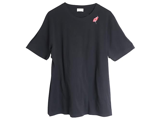 Saint Laurent T-Shirt mit „Slow Kissing“-Print aus schwarzer Baumwolle  ref.979201