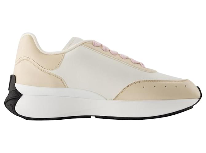 Baskets Sprint Runner - Alexander McQueen - Cuir - Blanc/pink  ref.979206