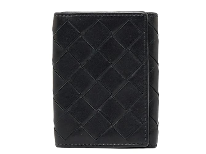 Bottega Veneta Intrecciato Leather Small Wallet Black Pony-style calfskin  ref.979213