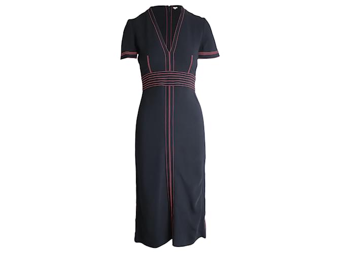 Burberry Contrasting Stitch Detail Dress In Black Viscose Cellulose fibre  ref.979264