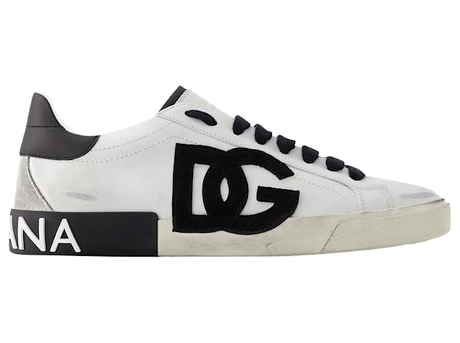 Dolce & Gabbana Portofino Sneakers – Dolce&Gabbana – Leder – Schwarz/Nicht-gerade weiss Weiß  ref.979281