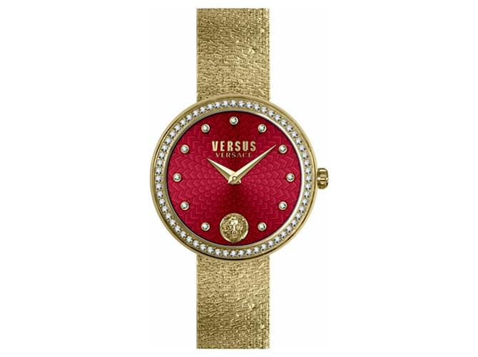 Versus Versace Lea Relógio com pulseira de cristal Dourado Metálico  ref.979290