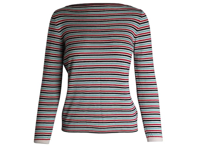 Prada Bateau Neck Striped Sweater in Multicolor Wool Multiple colors  ref.979312
