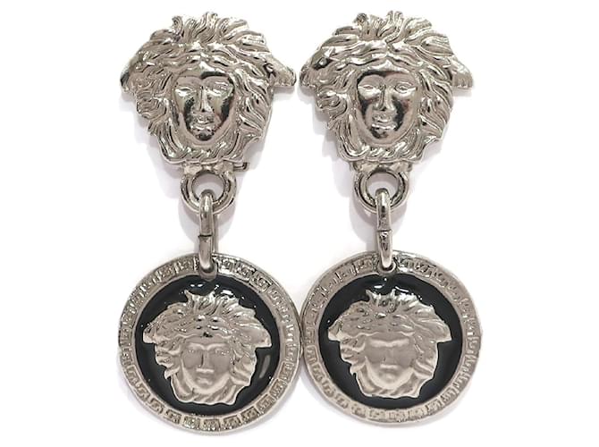 Gianni Versace Medusa Earrings Silvery Steel  ref.979345