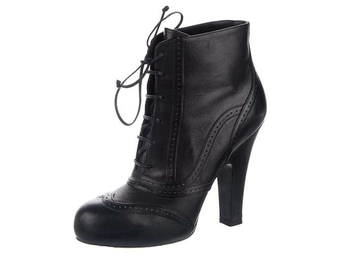 Bottega Veneta Leather lace up ankle boots with laser cut Black  ref.979357
