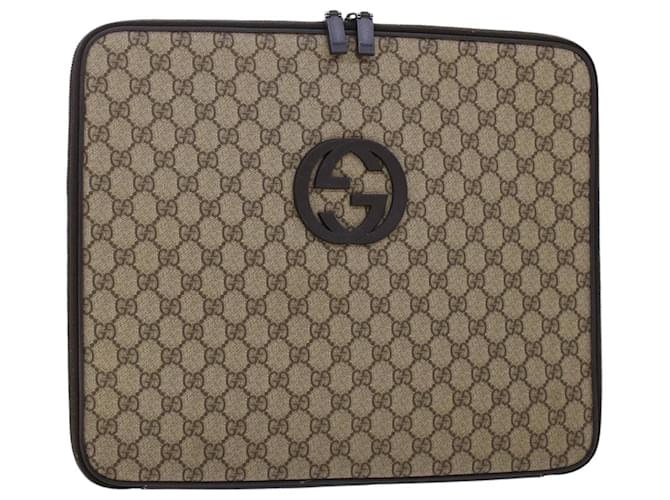 GUCCI GG Canvas ineinandergreifendes PC-Gehäuse PVC-Leder Beige 194297 Auth yk7586  ref.979363