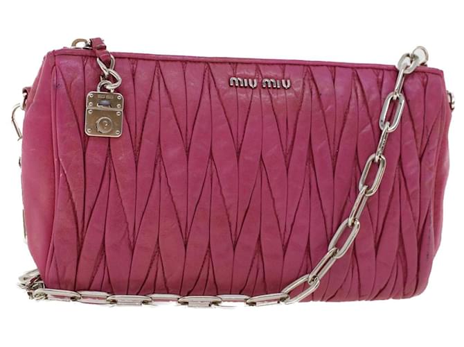 Miu Miu Chain Recolor Shoulder Bag Leather Pink Auth yb239  ref.979392