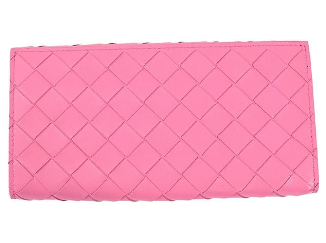 Carteiras femininas Bottega Veneta rosa. Série Intrecciato Couro  ref.979513