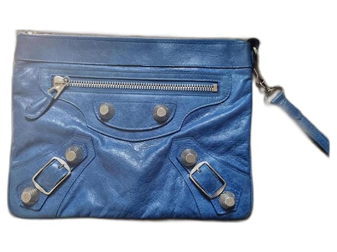 Balenciaga Clutch bag Blue Leather  ref.979520