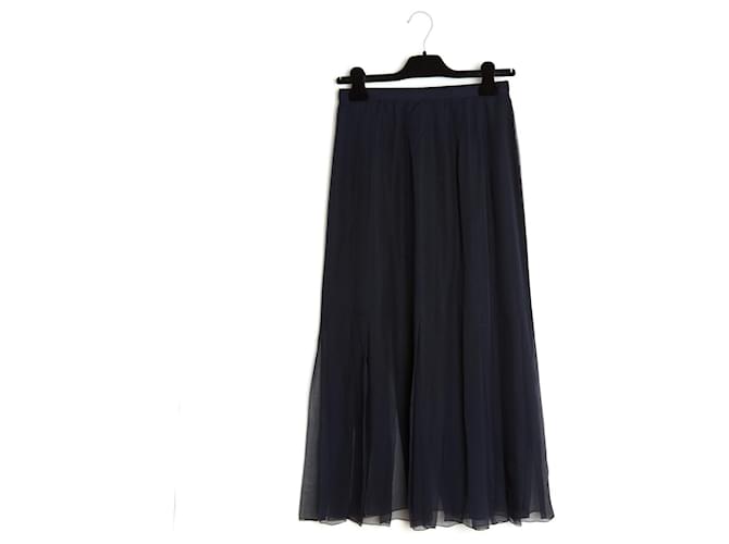 Chanel Haute Couture FR36 Navy silk chiffon Midi plus Soie Bleu Marine  ref.979551