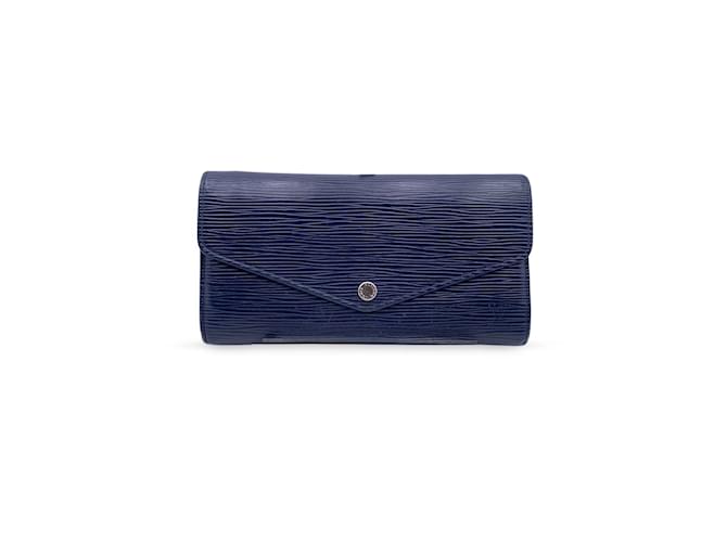 Louis Vuitton Portefeuille long continental Sarah en cuir épi bleu  ref.979583