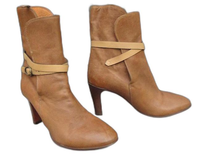 Botines Chloé de cuero marrón claro 36
