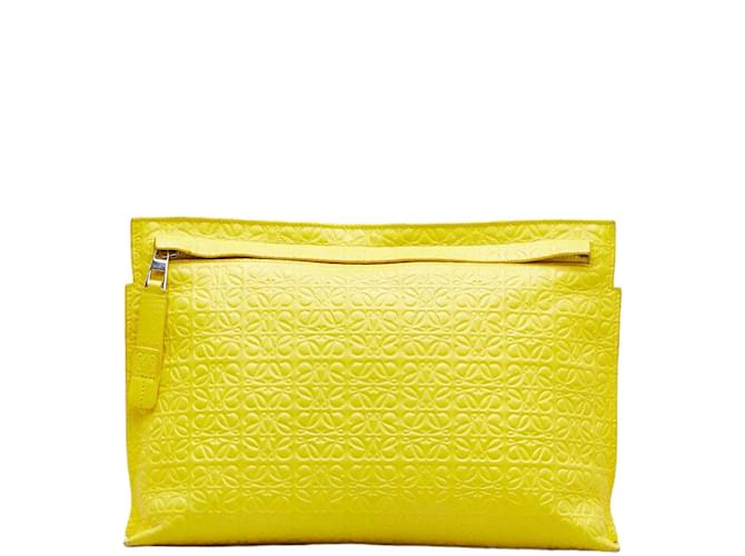 Loewe Anagram Leather Clutch Bag Yellow  ref.980084