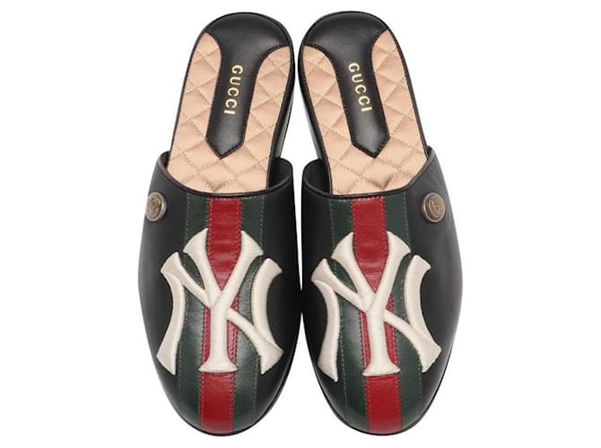 Black slides from GUCCI X NY YANKEES Leather  ref.980097