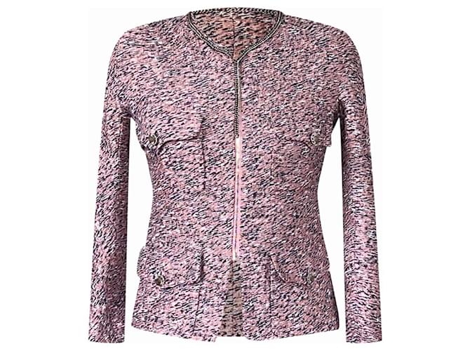 Chanel Chain Necklace Tweed Jacket Pink  ref.980104