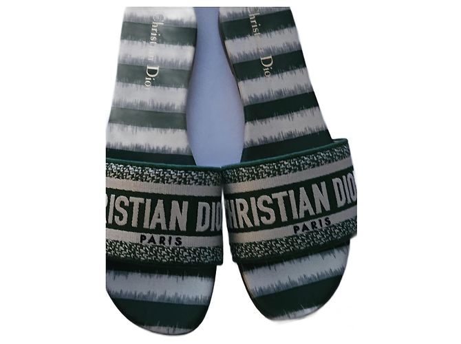 Mules Dior DWAY Florilegio vert coton