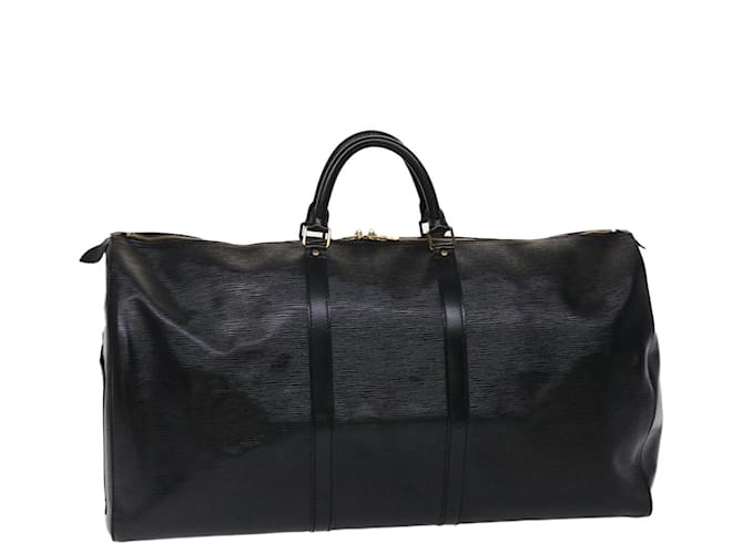 Louis Vuitton Black Epi Leather Noir Keepall 55 Boston Duffle Bag