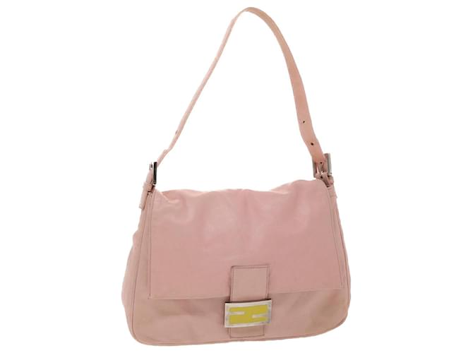 FENDI Mamma Baguette Shoulder Bag Leather Pink 2308-26325-008 Auth yk7599  ref.980239