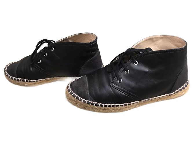CHANEL Espadrilles T.EU 37 Leder Schwarz