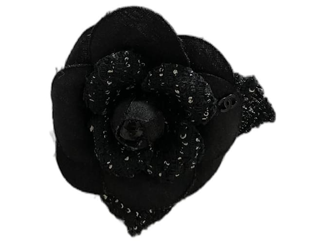 Cambon Chanel CAMELLIA Black Cloth  ref.980320