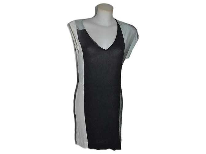 Costume National Midikleid schwarz weiß türkis