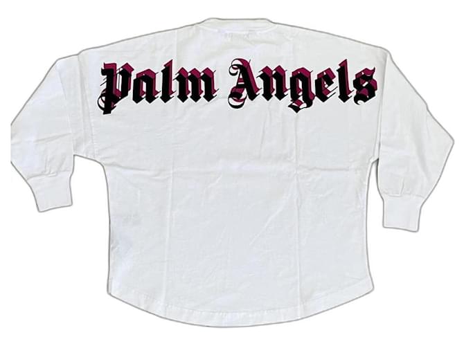 OVERSIZED WHITE LONG SLEEVE T-SHIRT WITH "PALM ANGELS" LOGO Cotton  ref.980400