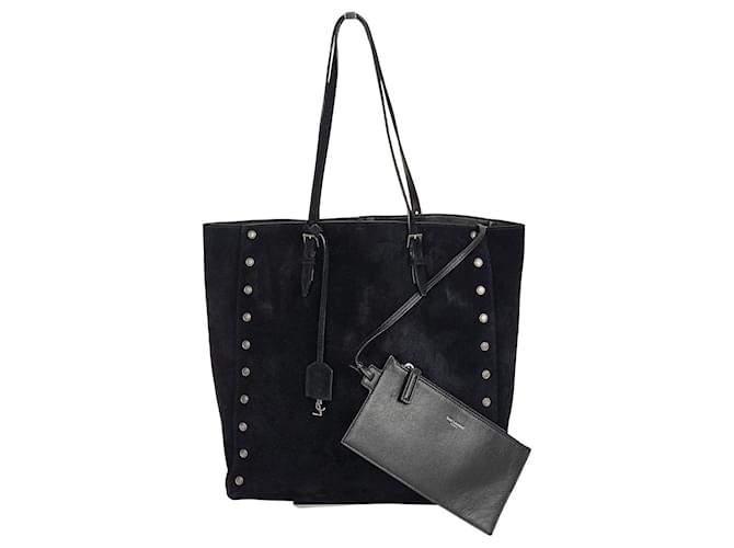 Saint Laurent Tote shoulder bag in black suede  ref.980415
