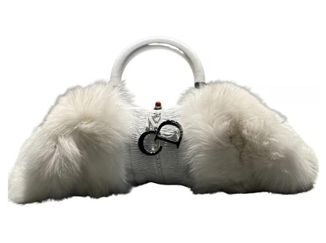 DIOR fox fur and leather bag BRAND NEW White  ref.980823