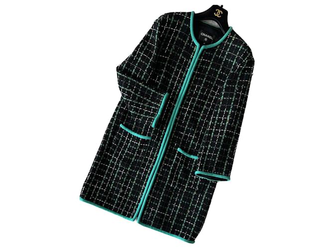 Chanel 9K$ Black Lesage Tweed Coat  ref.980938