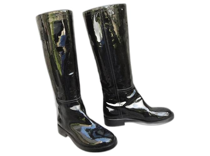 Pollini p patent boots 37 New condition Black Patent leather  ref.980945