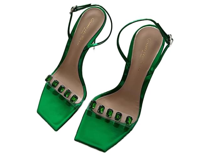 Gianvito Rossi Diamond sandal Green Patent leather  ref.980975