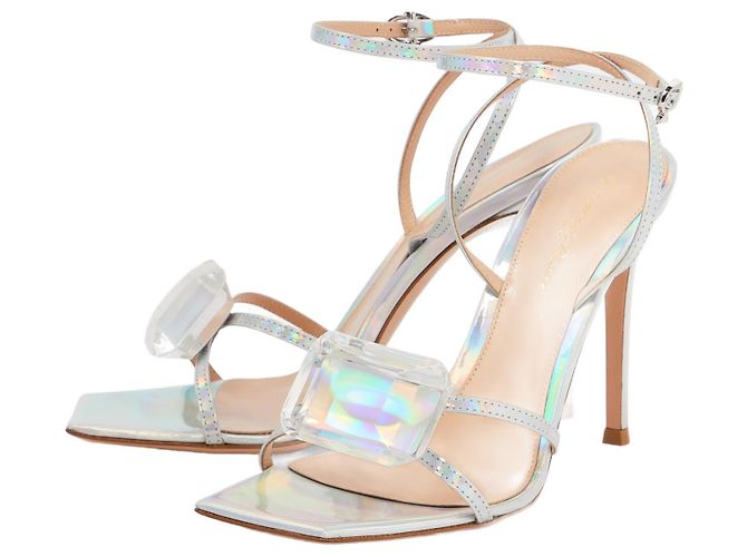 Gianvito Rossi Diamond Sandalen Silber Lackleder