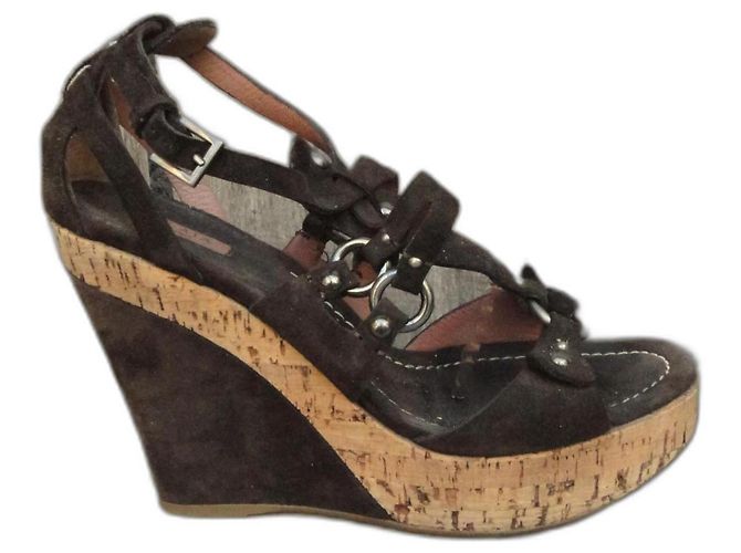 Alaïa Sandalen Dunkelbraun Wildleder 38