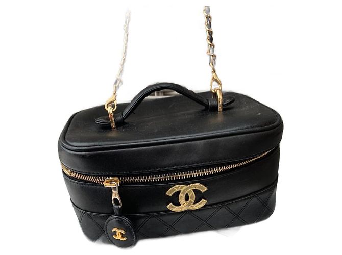 Chanel Estojo Vanity em couro preto