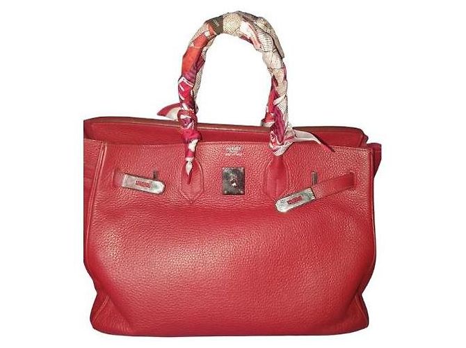 Bolso de mano Hermès Birkin de piel de cordero rojo oscuro Burdeos