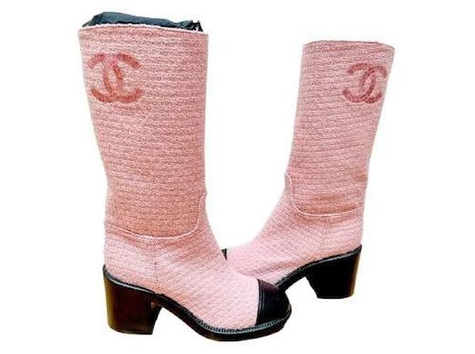 CHANEL, Shoes, Chanel Glitter Runway Cc Boots