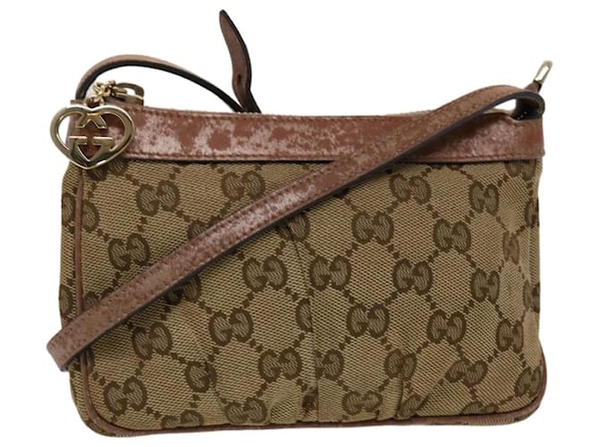 Gucci Red/Beige GG Canvas and Leather Charm Pochette Bag Gucci