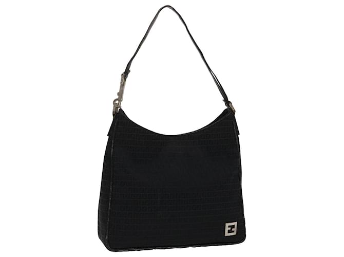 FENDI Zucchino Canvas Shoulder Bag Black Auth yb237  ref.981137