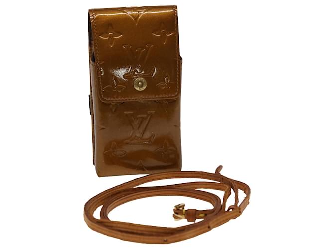 LOUIS VUITTON Monogram Vernis Cigarette Case Bronze M91156 LV Auth 46537 Patent leather  ref.981138
