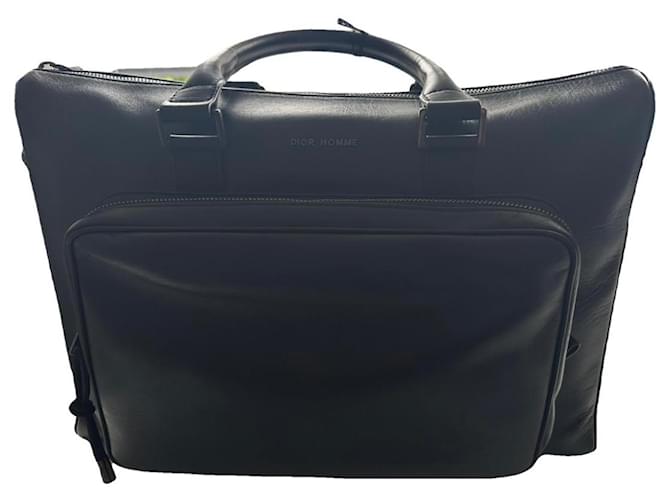 Christian Dior Leather briefcase Black  ref.981230