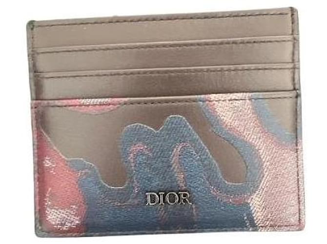 Christian Dior Carteiras Pequenos acessórios Marrom Azul Couro  ref.981235